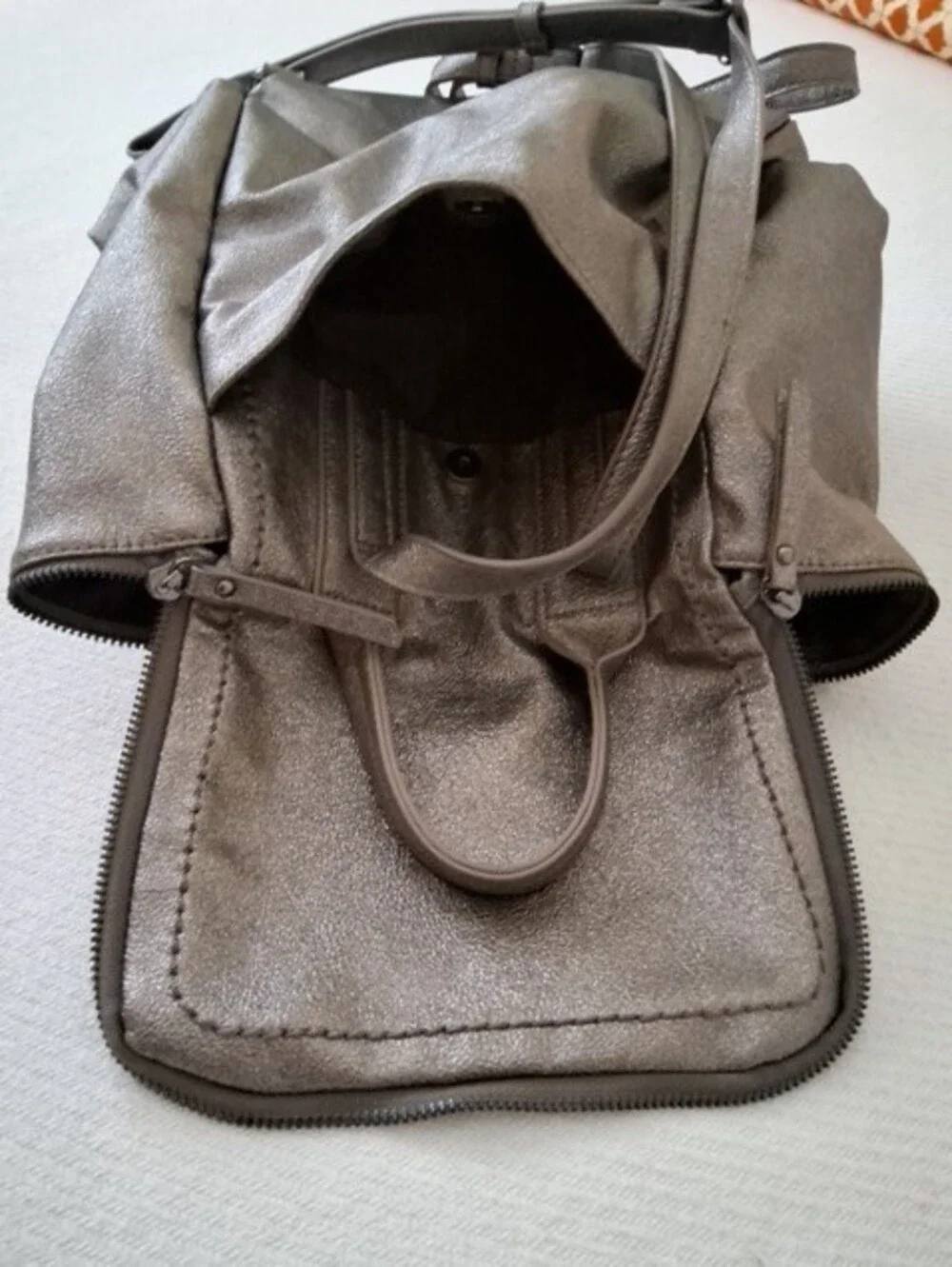 Metallic Gray Women’s Backpack - Sleek Everyday Bag